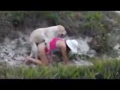 Filthy sneaks out to have a pleasant beastiality sex with her well-hung dog without anybody else noticing.
